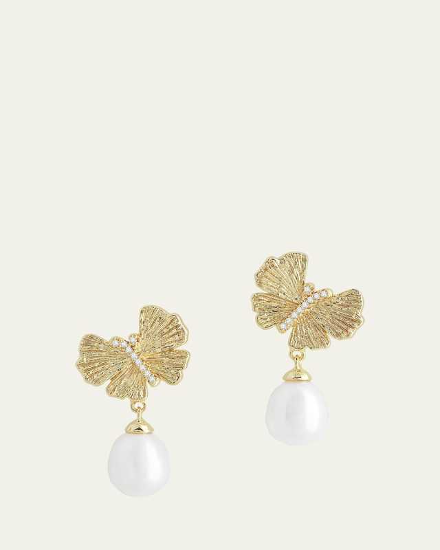 Butterfly with Pearl Drop Earrings